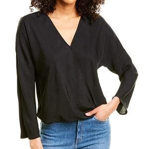 Vince Crossover Long Sleeve Blouse Size L